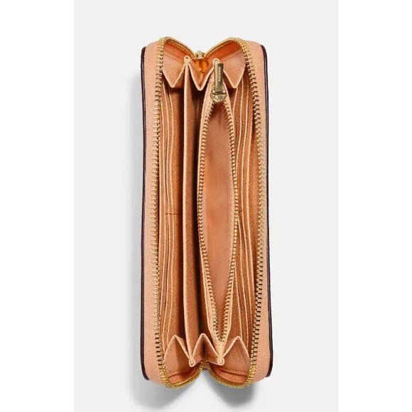 New Coach C3441 Long Zip Around Crossgrain Leather Wallet Faded Blush - Picture 2 of 3